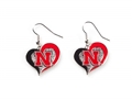 Nebraska Cornhuskers NCAA Swirl Heart Dangle Earrings *SALE*
