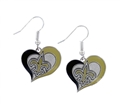 New Orleans Saints NFL Swirl Heart Dangle Earrings