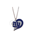 New York Giants Swirl Heart NFL Silver Team Pendant Necklace