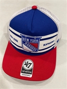New York Rangers NHL Royal Double Header Stripe Hitch Mesh Snapback Hat *NEW*