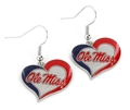 Ole Miss Rebels NCAA Swirl Heart Dangle Earrings