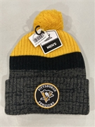 Pittsburgh Penguins NHL Gold Mass Freezer Knit Cuff Cap w/ Pom *NEW*