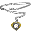 Pittsburgh Steelers NFL Silver Heart Team Pendant Necklace