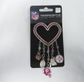 Pittsburgh Steelers NFL Pink Rhinestone Silver Heart 5 Charm Brooch Pin *CLOSEOUT*