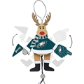 Philadelphia Eagles NFL Wooden Cheering Reindeer Ornament - 6 Count Case *NEW*