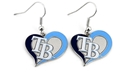 Tampa Bay Rays MLB Silver Swirl Heart Dangle Earrings *SALE*