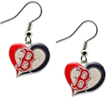 Boston Red Sox MLB Silver Swirl Heart Dangle Earrings *SALE*