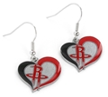 Houston Rockets NBA Silver Swirl Heart Dangle Earrings *SALE*