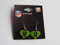Seattle Seahawks 12th Man Green Heart NFL Silver Dangle Earrings *CLOSEOUT*