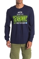 Seattle Seahawks NFL Light Navy Splitter Long Sleeve Men's T Shirt *SALE* - Lot of 10