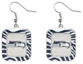 Seattle Seahawks NFL Zebra Stripes Dangle Earrings *CLOSEOUT*