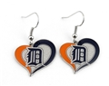 Detroit Tigers MLB Silver Swirl Heart Dangle Earrings *SALE*