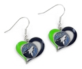 Minnesota Timberwolves NBA Swirl Heart Dangle Earrings *SALE*