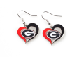 Georgia Bulldogs NCAA Swirl Heart Dangle Earrings