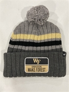 Wake Forest Demon Deacons NCAA Dark Gray Stack Knit Cuff Cap w/ Pom *NEW*