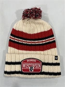 Wisconsin Badgers Vintage NCAA Natural Hone Patch Knit Cuff Cap w/ Pom *NEW*