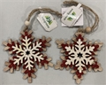 Wooden Snowflake Christmas Tree Ornament 2 Assorted *NEW* - 12ct Case