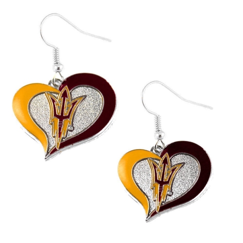 Arizona State Sun Devils NCAA Swirl Heart Dangle Earrings *SALE*