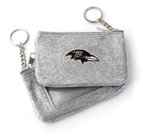 Baltimore Ravens NFL Silver Sparkle Coin Purse Key Ring