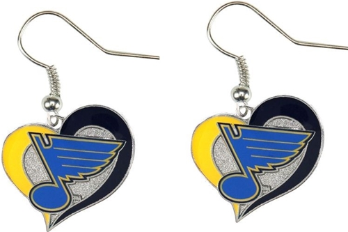 St. Louis Blues NHL Silver Swirl Heart Dangle Earrings