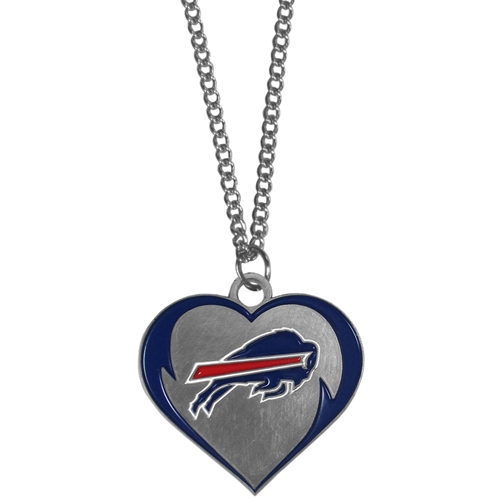 Buffalo Bills NFL Silver Heart Team Pendant Necklace