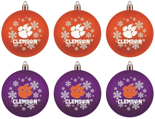 Clemson Tigers NCAA 6 Pack Home & Away Shatter-Proof Ball Ornament Gift Set *SALE* - 4ct Case