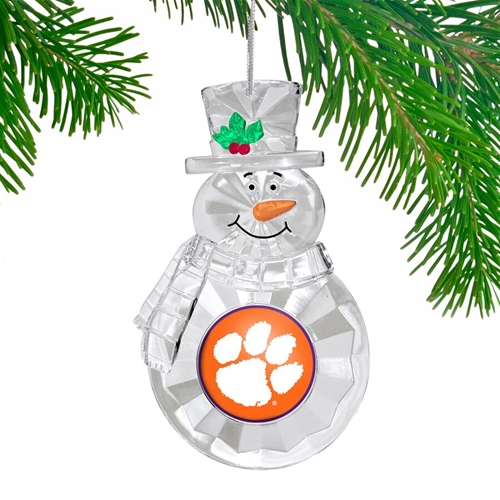 Clemson Tigers NCAA Traditional Snowman Ornament - 6 Count Case