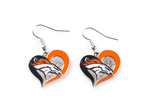 Denver Broncos NFL Swirl Heart Dangle Earrings