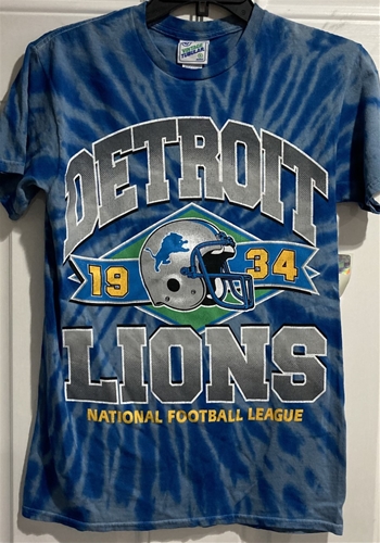 Detroit Lions Legacy NFL Cali Blue Twister Tie Dye Brickhouse Vintage Tubular Men&#39;s Tee *SALE*