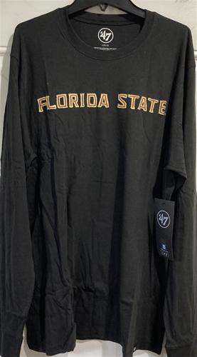 Florida State Seminoles NCAA Jet Black Knockout Embroidered Fieldhouse Men&#39;s Long Sleeve Tee *NEW*