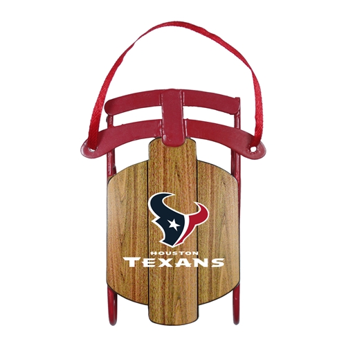 Houston Texans NFL Vintage Metal Sled Ornament - 6ct Case