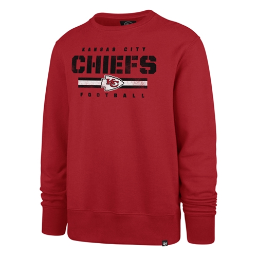 Kansas City Chiefs NFL Red Stencil Stripe Men&#39;s Headline Crew Sweatshirt *SALE* Size XL