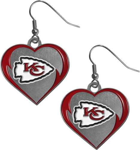 Kansas City Chiefs NFL Heart Dangle Earrings *NEW*