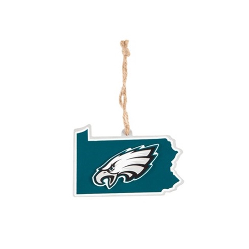 Philadelphia Eagles NFL Wooden State Ornament - 12ct Case