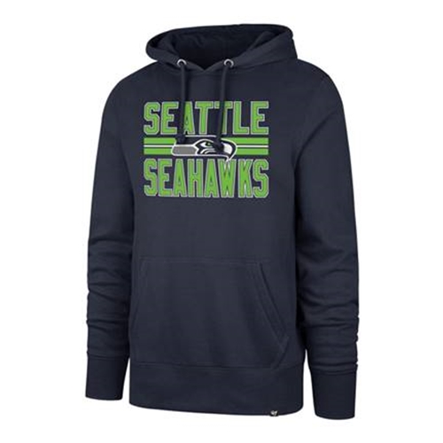 Seattle Seahawks NFL Light Navy Block Stripe Headline Men's Hoodie *SALE* Size L