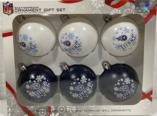 Tennessee Titans NFL 6 Pack Home & Away Shatter-Proof Ball Ornament Gift Set - 4ct Case