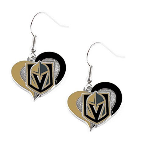 Vegas Golden Knights NHL Swirl Heart Dangle Earrings *SALE*