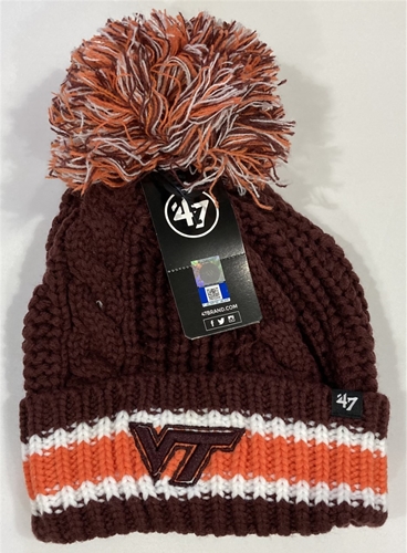 Virginia Tech Hokies NCAA Orange Calgary Knit Cuff Hat w/ Pom *SALE*