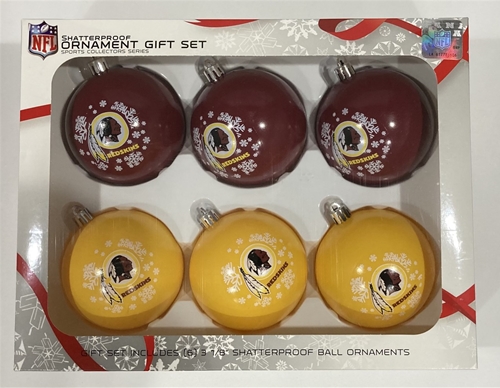 Washington Football Team NFL 6 Pack Home & Away Shatter-Proof Ball Ornament Gift Set - 4ct Case *SALE*