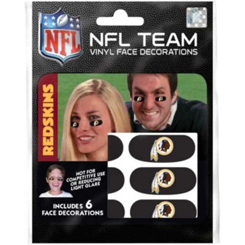 Washington Redskins NFL Vinyl Face Decorations 6 Pack Eye Black Strips *CLOSEOUT*