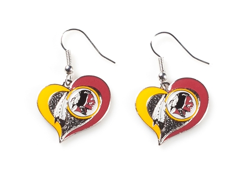 Washington Redskins NFL Swirl Heart Dangle Earrings