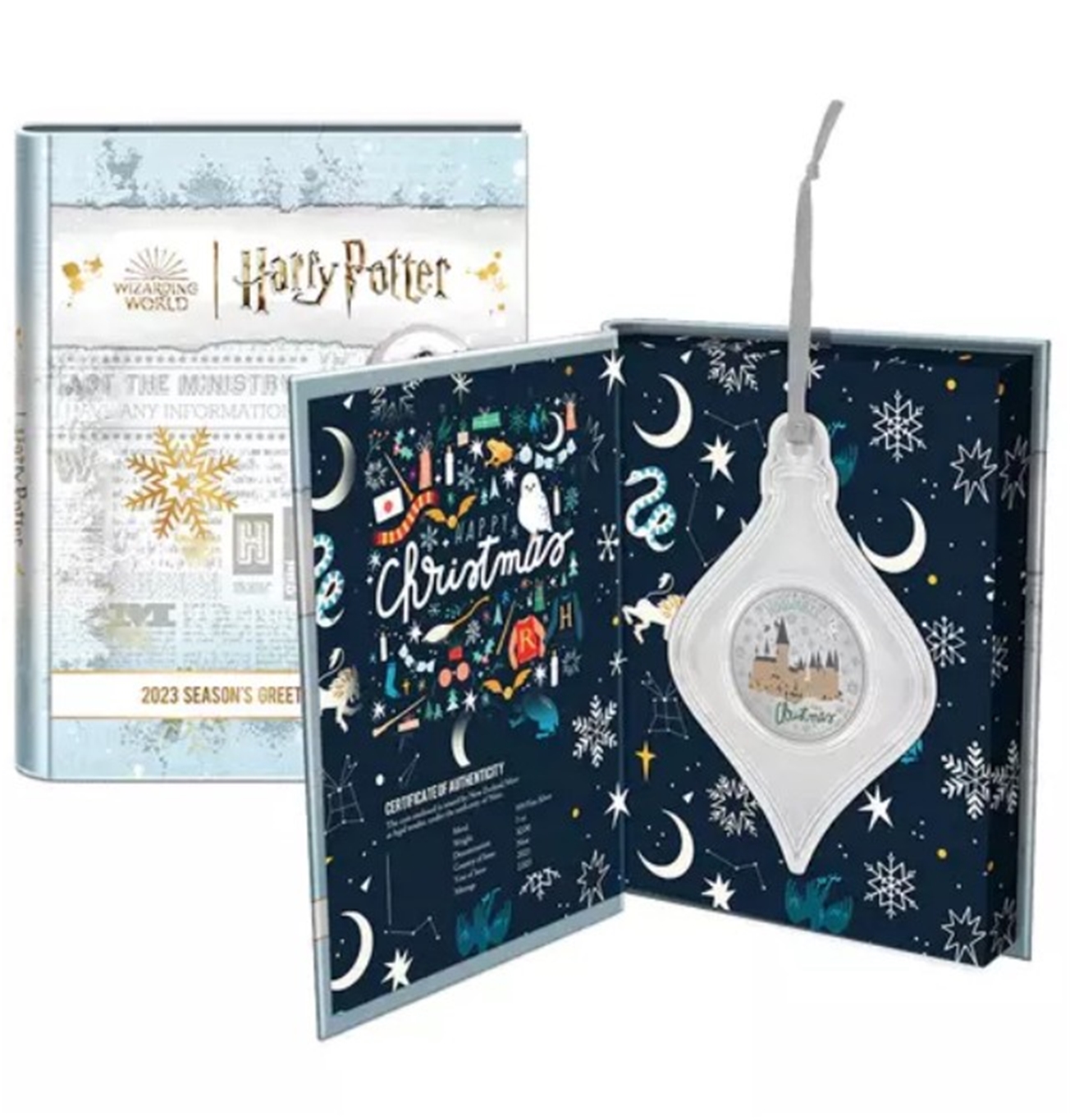 2023 Niue Harry Potter Seasons Greetings 1 oz Silver Proof Coin in Ornament *NEW*