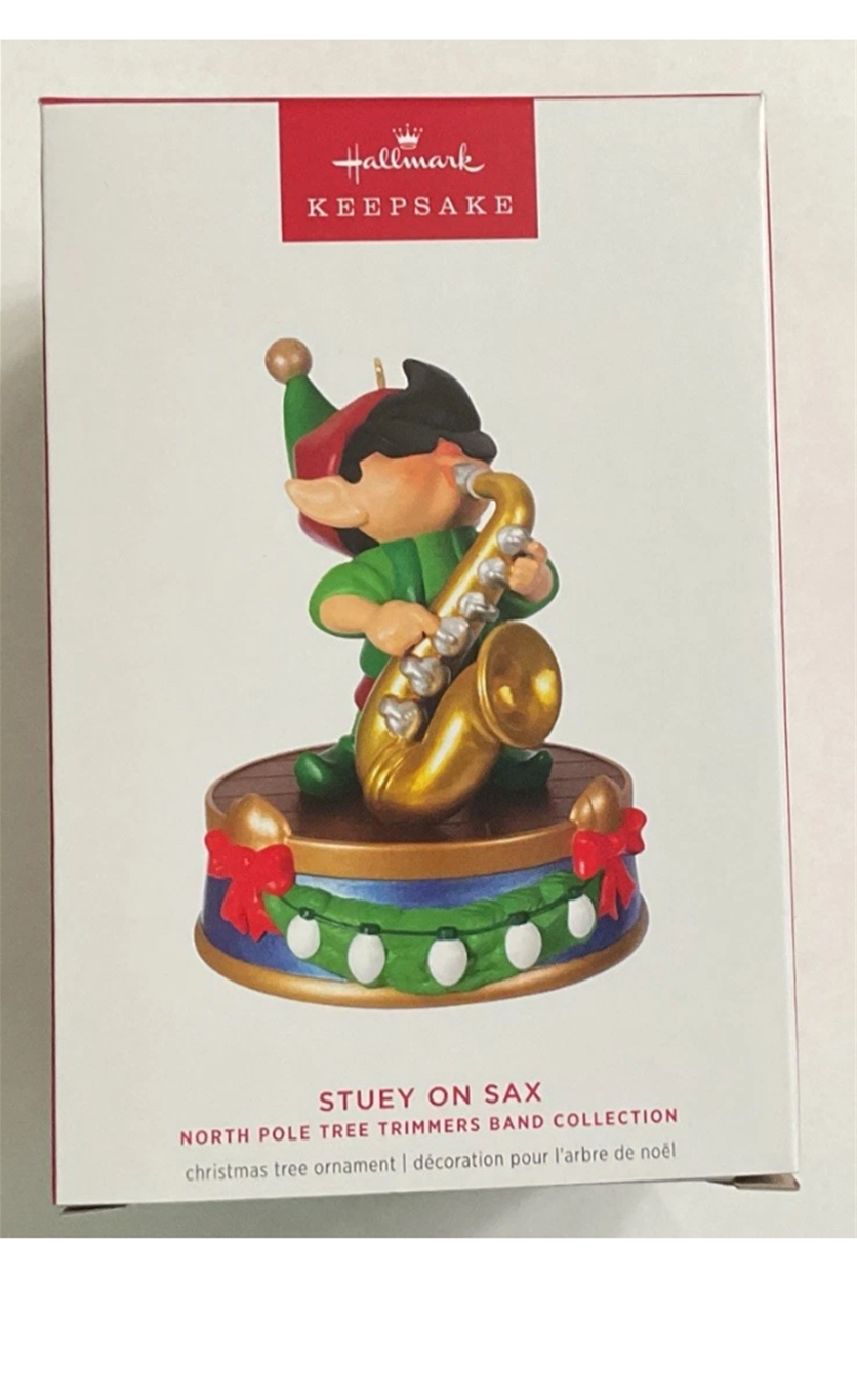 2024 Hallmark North Pole Tree Trimmers Band Stuey on Sax Keepsake Ornament *NEW*