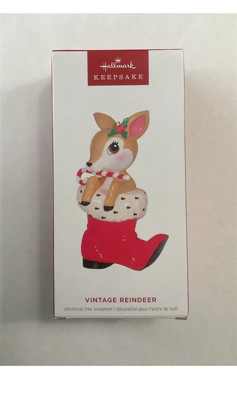 2024 Hallmark Vintage Reindeer Keepsake Porcelain Ornament *NEW*