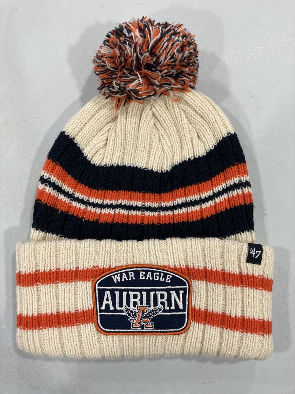 Auburn Tigers Vintage NCAA Natural Hone Patch Knit Cuff Cap w/ Pom *NEW*