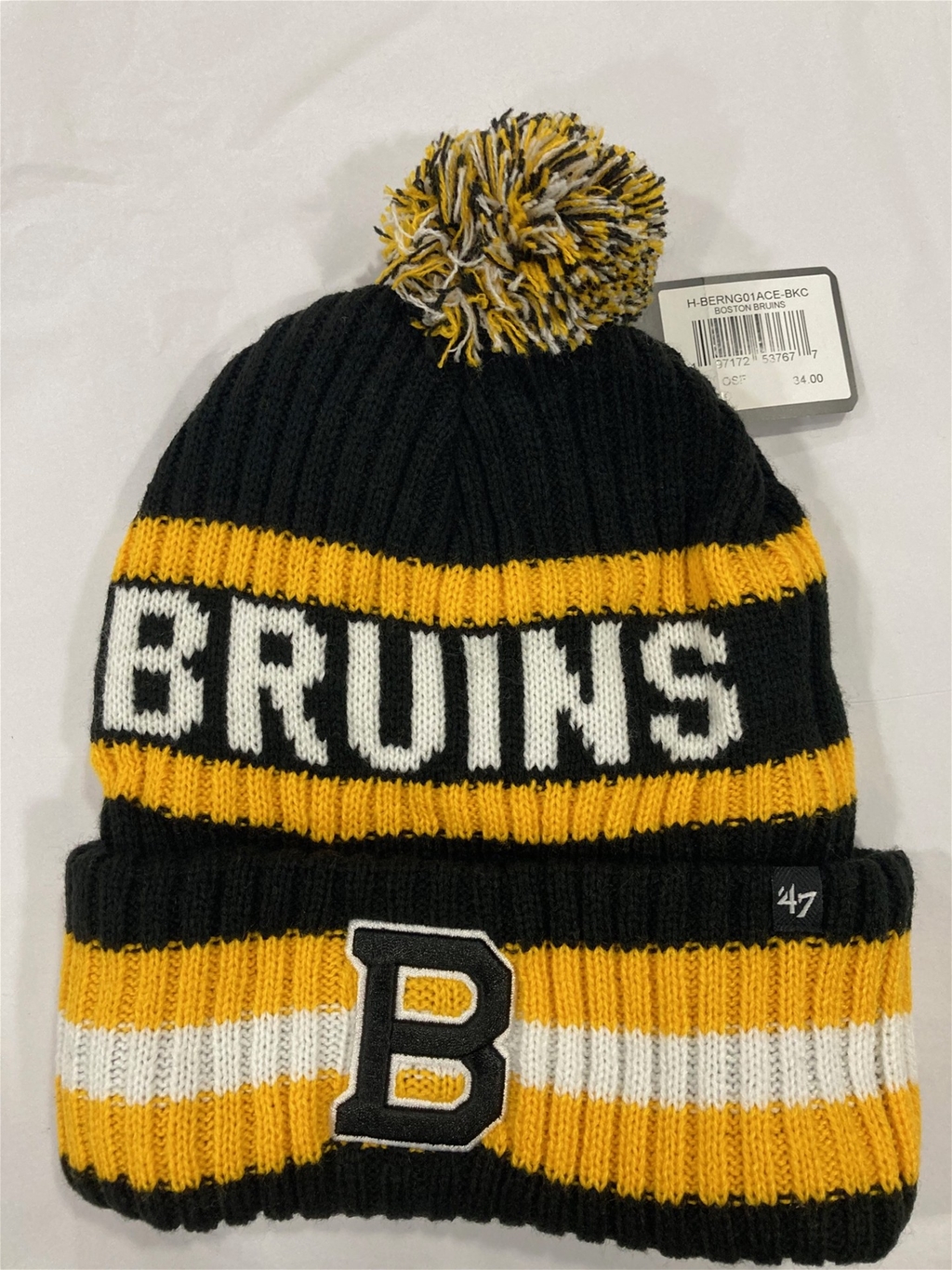 Boston Bruins NHL Black Bering Knit Cuff Pom *NEW*