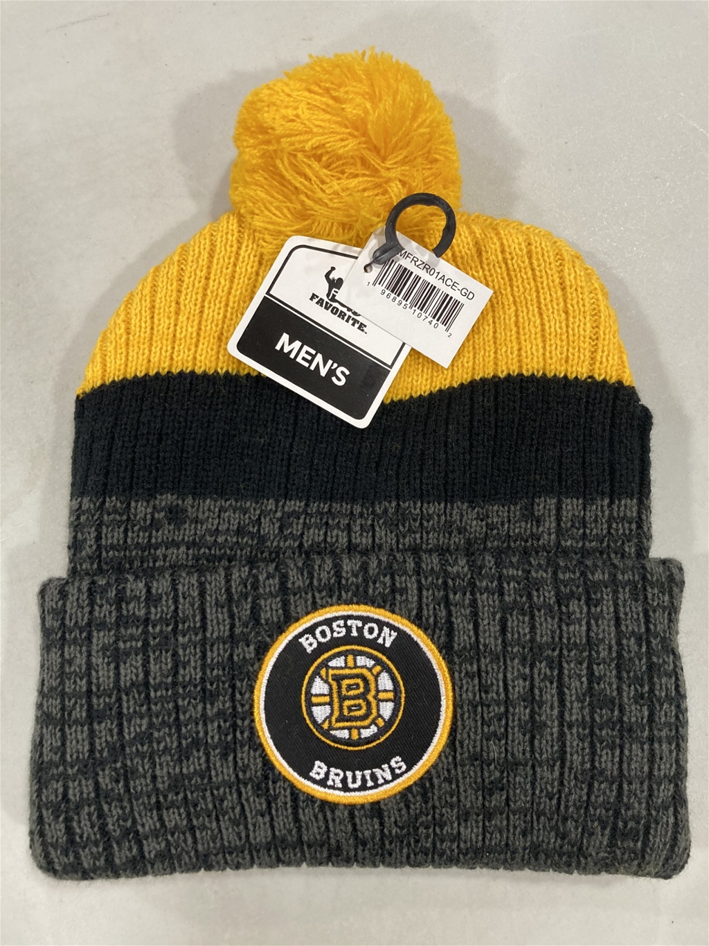 Boston Bruins NHL Gold Mass Freezer Knit Cuff Cap w/ Pom *NEW*