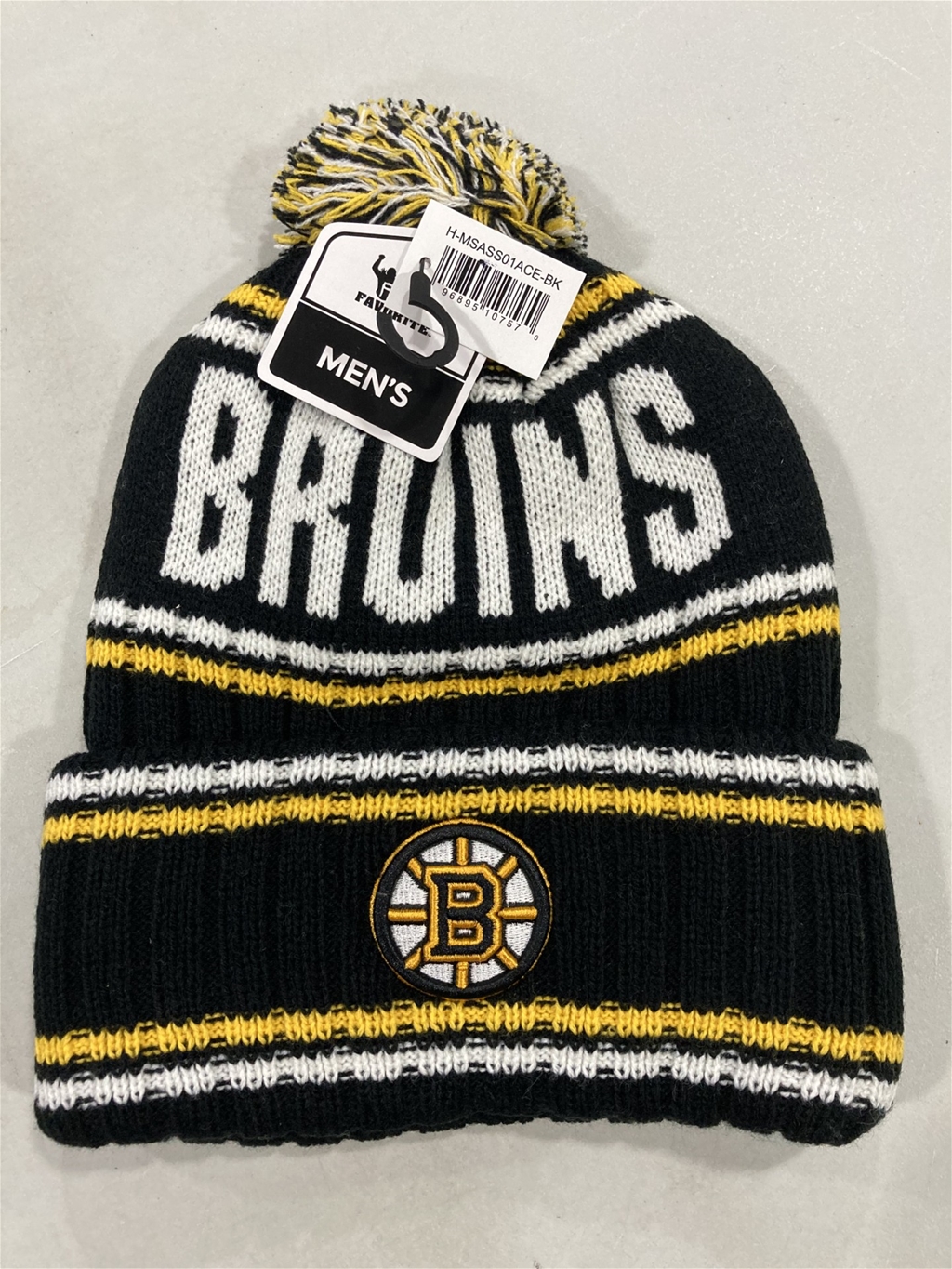 Boston Bruins NHL Black Mass Saskatoon Knit Cuff Cap w/ Pom *NEW*