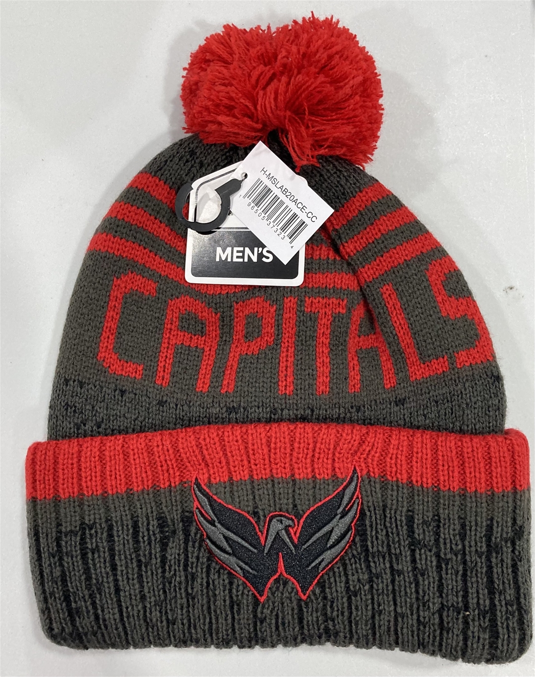 Washington Capitals NHL Charcoal Mass Slab Knit Cuff Cap w/ Pom *NEW*