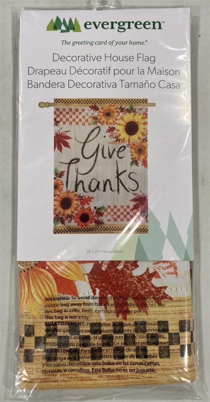 Give Thanks 2-Sided Decorative House Flag *NEW*